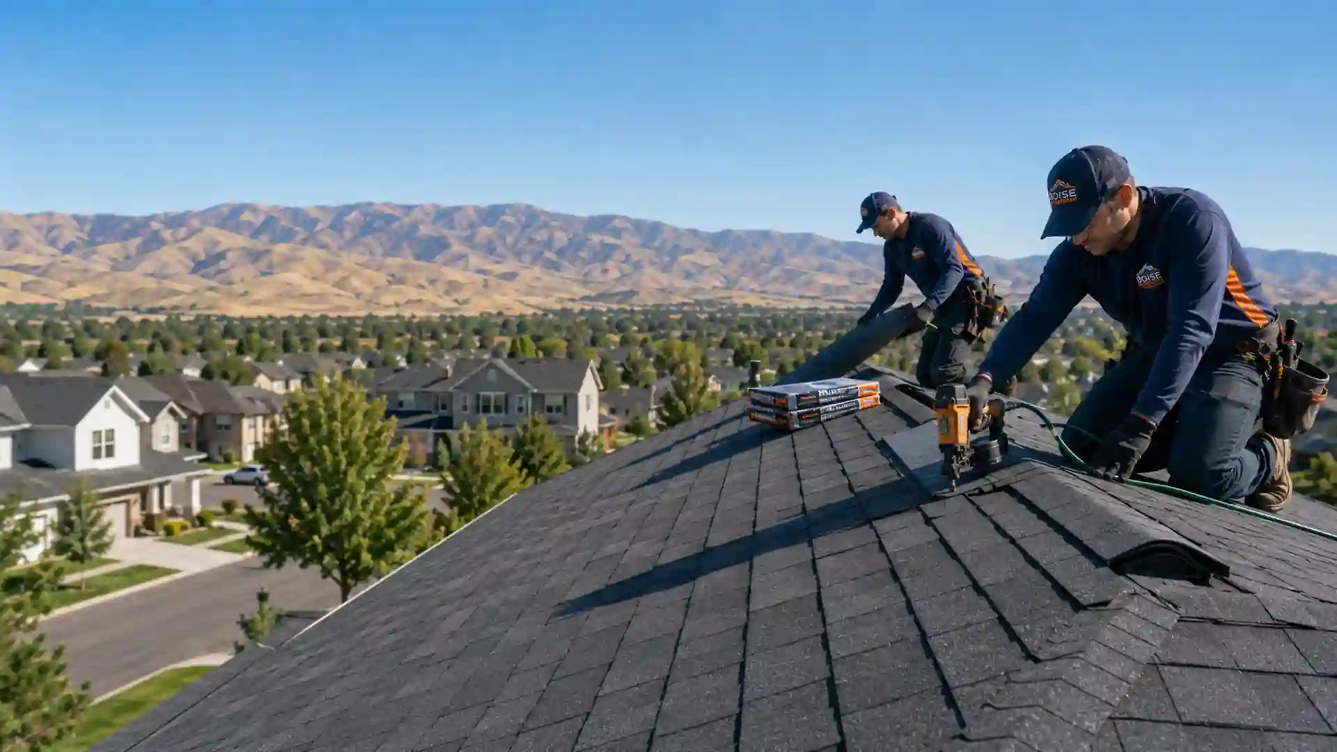 Asphalt shingle roofing on a Kuna, Idaho home New architectural asphalt shingle roof on a Kuna, Idaho house