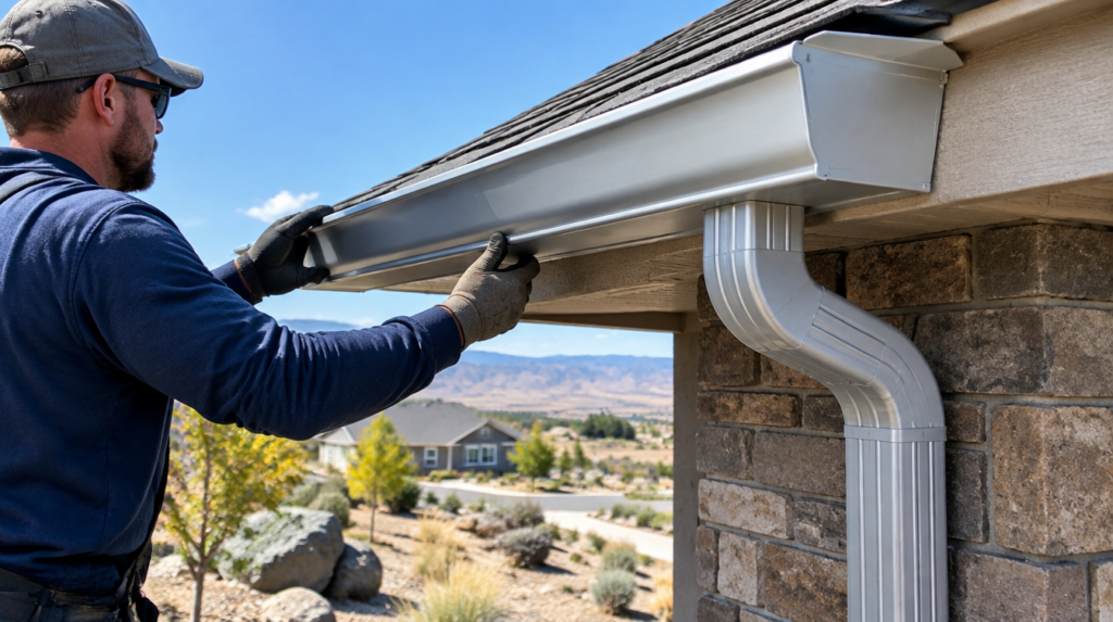5-inch vs 6-inch seamless gutters comparison on a Boise, Idaho home